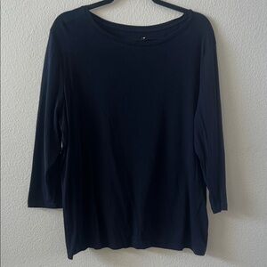Talbots Pima Cotton Black 3/4 length Sleeve Top